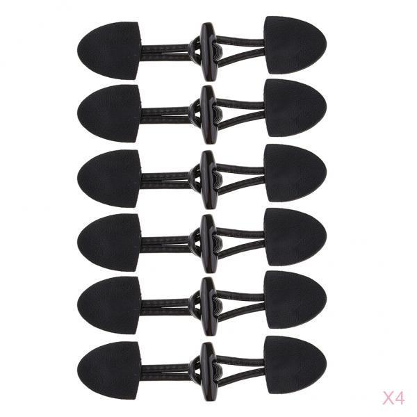 24 Pairs PU Leather Horn Toggle Button DIY Duffle Coat Fastener Buckle Black