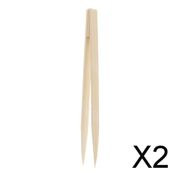 2x15cm Natural Bamboo Tweezers Nipper Jewelry Making Beading Picking Tools