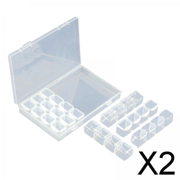 2x28 Grids Organizer Box Manicure Tool for Nail Art Jewelry Making Small Parts transparent