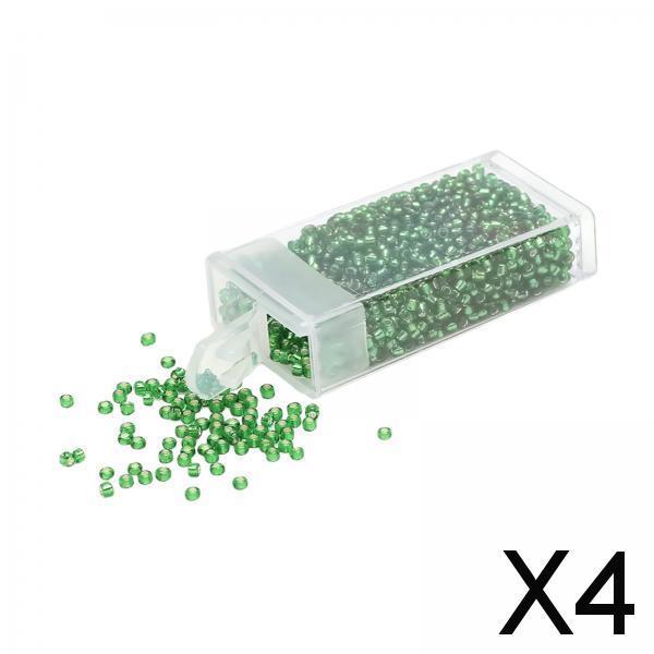 4x1000Pcs Glass Seed Beads Kit 2mm Craft Beads for Crafting DIY Jewelry Making Green