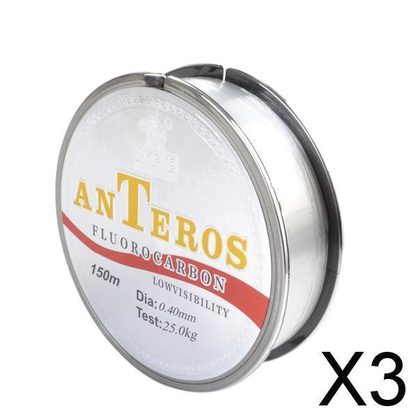 3xFluorocarbon Fishing Line Leader Line Low Stretch for Trout Carp 0.4 55lb