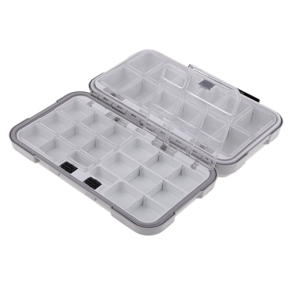 30 Compartments Waterproof Plastic Fishing Lure Hook Tackle Box Case Gray