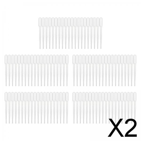2x100 Pieces Disposable Eye Dropper Transfer Graduated Pipettes Small Home Use 2mL