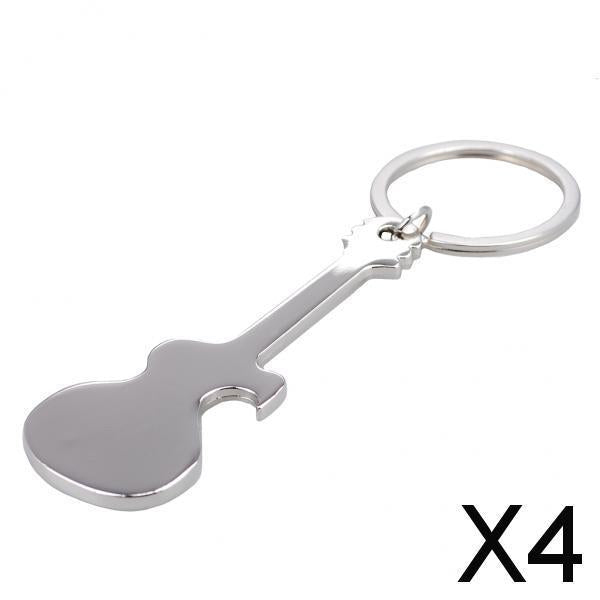 4xGuitar Shaped Beer Bottle Opener Keychain Key Ring Key Holder for Home Keys