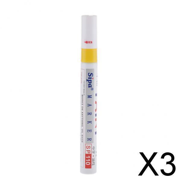 3xWaterproof Permanent Paint Marker Pen Tire Metal Marking Acrylic Pens Yellow