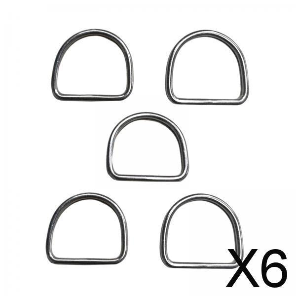 6x5 Pieces Metal D Ring Sturdy Stainless Steel D Rings for Belt Sewing Project 3mmx30mmx27mm