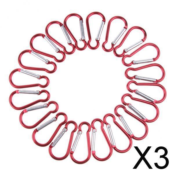 3xOutdoor Aluminum D-Ring Carabiner Camping Keychain Clip Snap Hook Red