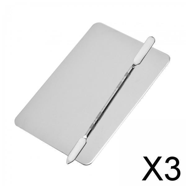 3xFinger Ring Makeup Palette Dual Ends Makeup Spatula Cosmetics Mixing Palette Rectangle