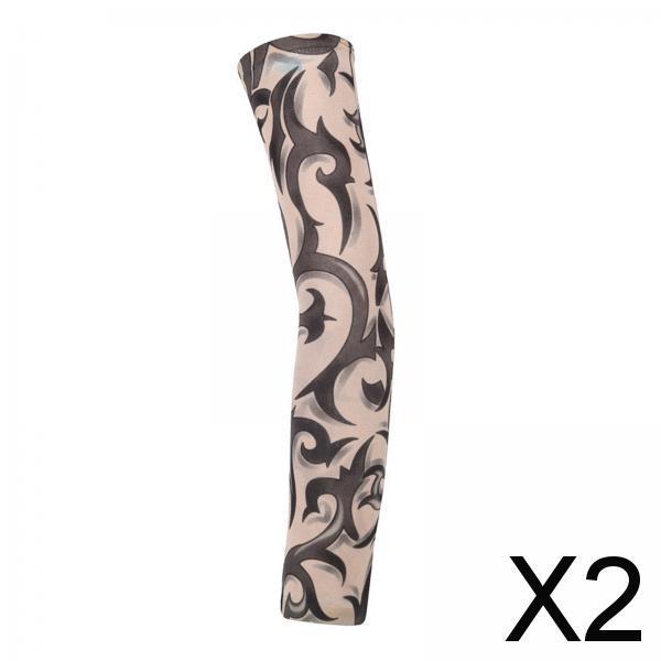 2xUnisex Cooling Arm Sleeves Tattoo Cover up for Walking Basketball Tennis D