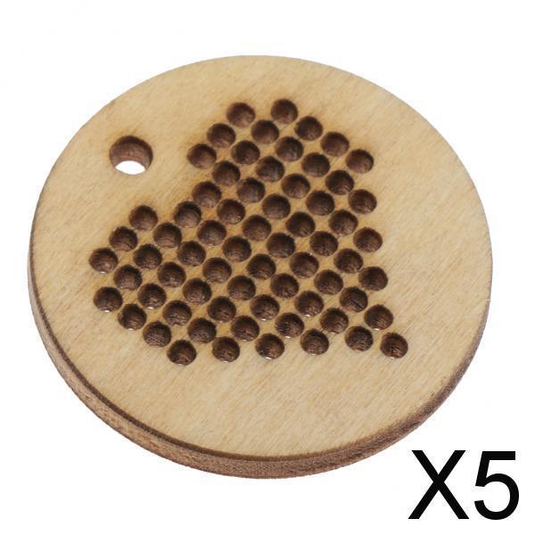5xDIY Wooden Shapes Heart Shaped Blank Pendant for Counted Cross Stitch Kit