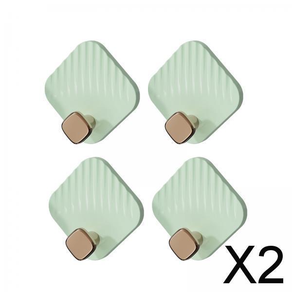 2x4 Pieces Bathroom Towel Hooks Multifunctional Hooks for Bathroom Office Hats green