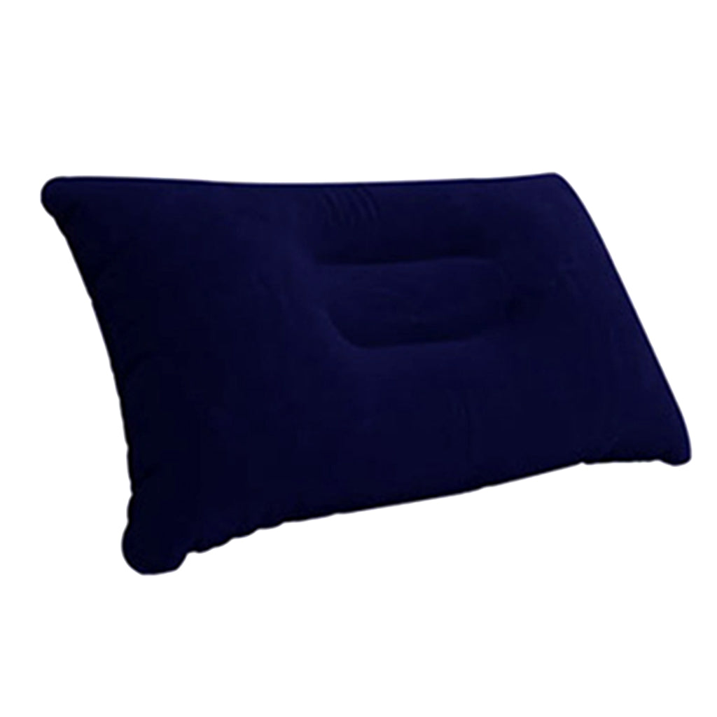 Inflatable Air Travel Pillow PVC Flocked Head Neck Rest Support Cushion Navy