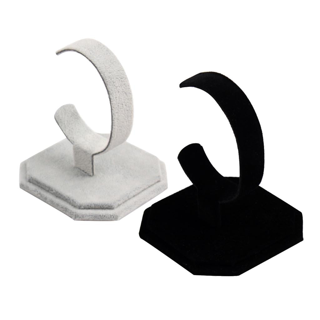 2Pcs C Type Bracelet Display Rack Velvet Bangle Brace Watch Stand Holder