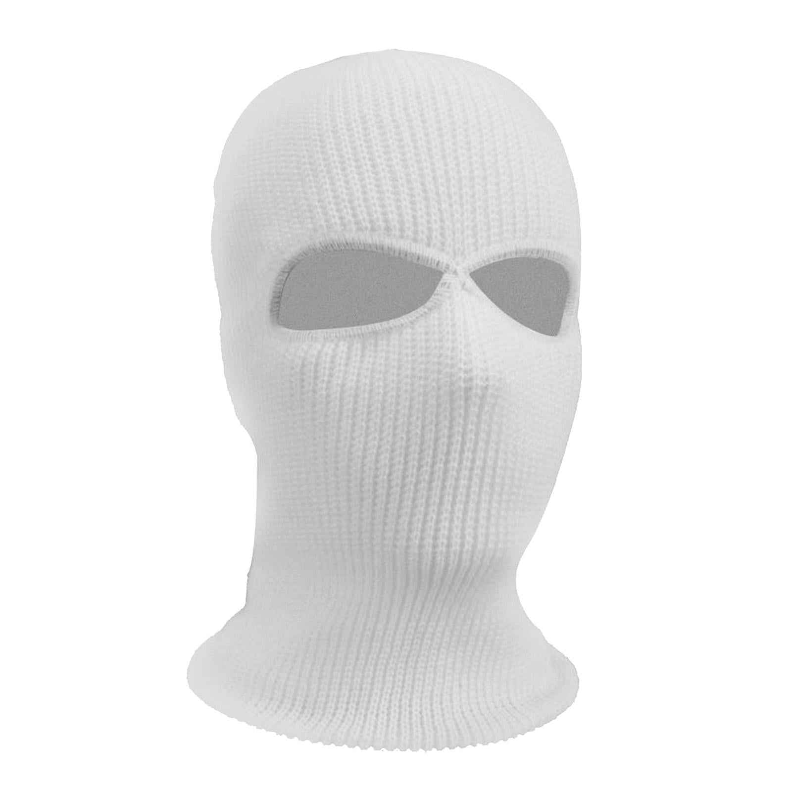2/3-Hole Knitted Full Face Cover Ski Mask Winter Beanie Hat white 2 hole