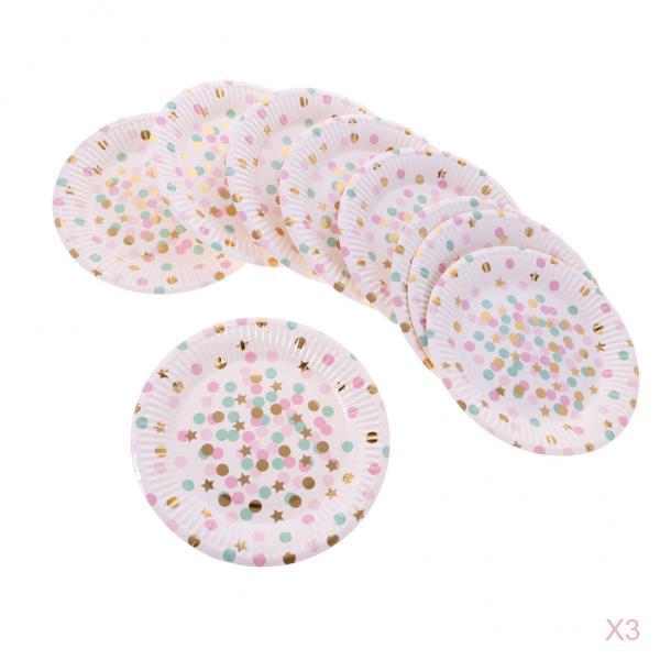 30pcs Polka Dots Paper Plates Birthday Wedding Bouquet Table Decoration
