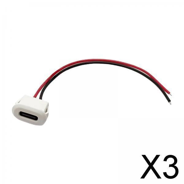 3xType C Connector Jack Female USB Female Chassis C Connector Replaces Durable White
