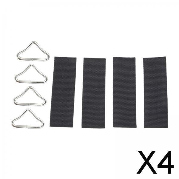 4x4Pcs V Shaped Rings Triangle Ring Buckles for Kids Trampoline Outdoor Repair with Straps