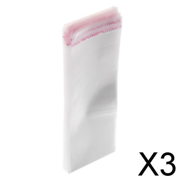 3x100x Clear Plastic Flat Cellophane Bag Adhesive for Food Candy 7.1 x 2.4inch