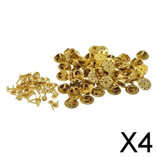 4x50 Sets Badge Hat Pin Metal Tie Back Lapel Pins Butterfly Clasps Raw brass