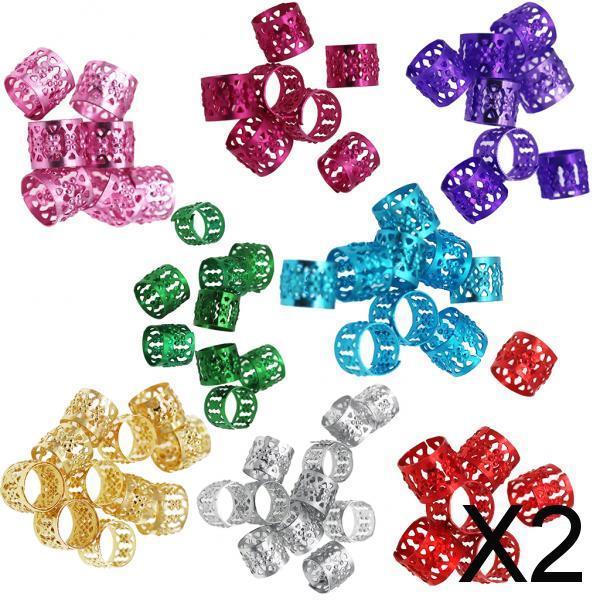2x80set Filigree Tube Spacer Beads Dreadlocks Braiding Bead DIY Hair Accessory