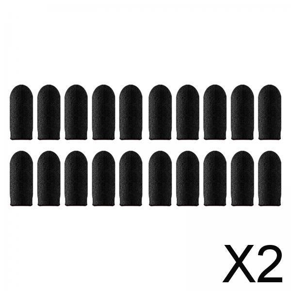 2x20 Pieces Gaming Finger Sleeves Anti Sweat Breathable Cover for Mobile Game Black