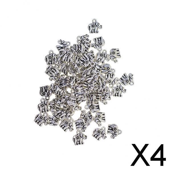 4x50x Tibetan Silver 3D Lucky Cute Elephant daisy flower Charms Jewelry DIY