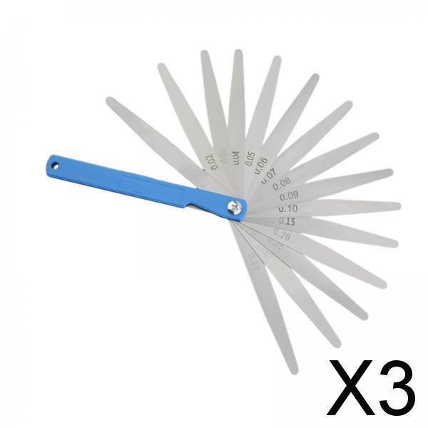 3xFeeler Gauge Stainless Steel Gap Measure 0.02-1mm Metric 17 Sheets Tool