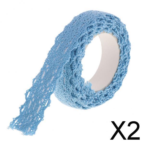 2x2 Yards 15mm Fabric Lace Washi Tape Self Adhesive Trim Wedding blue