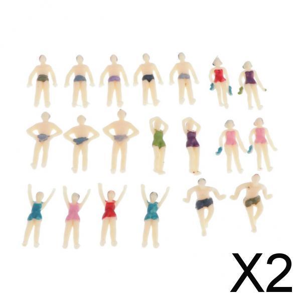 2x20xModel Trains People Figures Scale Painted Beach Crowd Miniatures OO 1:75