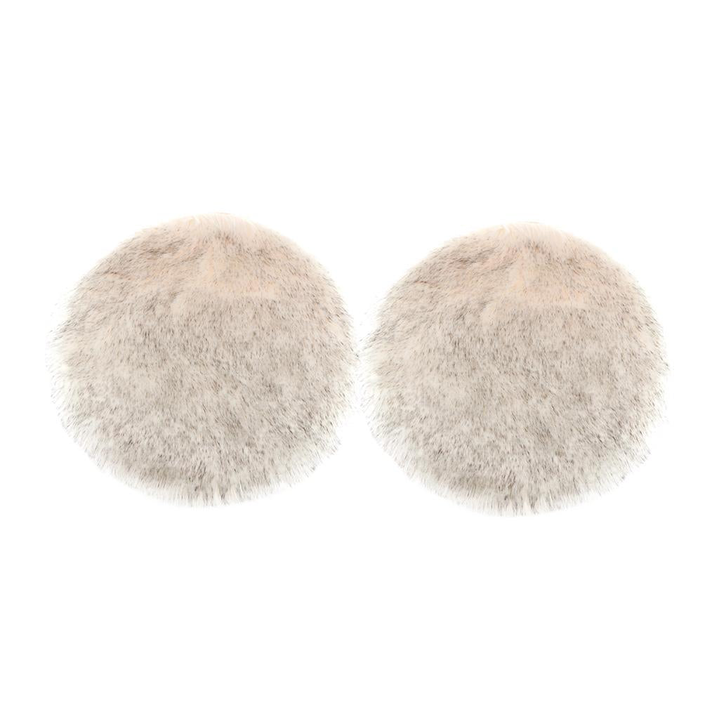 2pcs Artificial Sheepskin Rug Home Floor Carpet Seat Cushion White+Grey