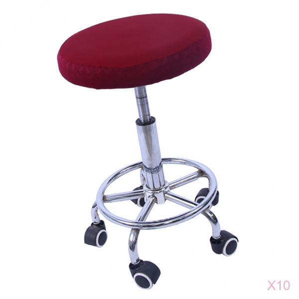 10 Pieces Elastic Bar Stool Covers Round Chair Seat Cover Cushion Wine