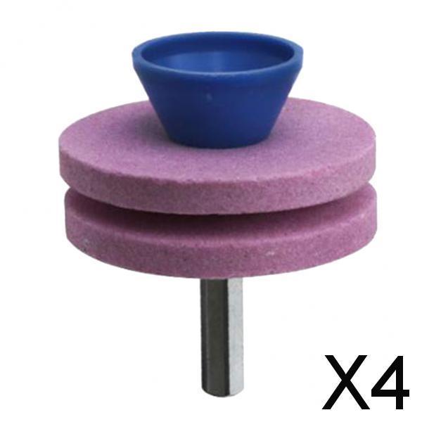 4xLawn Mower Blade Sharpener Grinder Wheel Stone for Power Drill Pink
