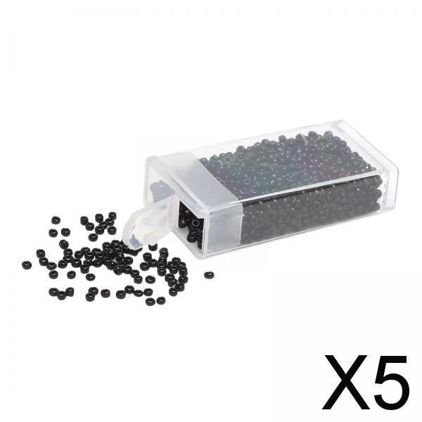 5x1000Pcs Glass Seed Beads Kit 2mm Craft Beads for Crafting DIY Jewelry Making Black