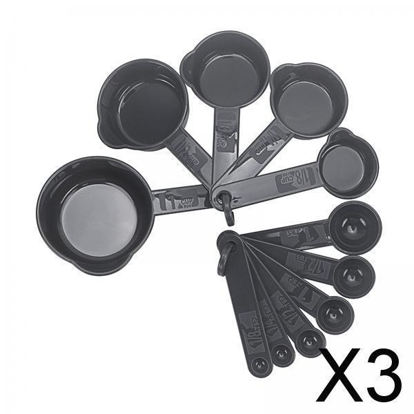 3xPP Measuring Spoons Cups Set with Scale Metering Spoon for Kitchen Tool Gray