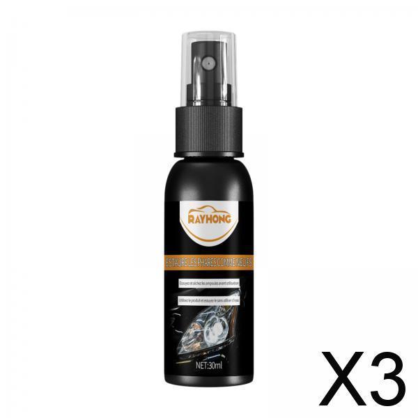 3xCar Headlight Renewal Polish Car Assecories Car Headlight Repair Fluid Spray 30ml Set