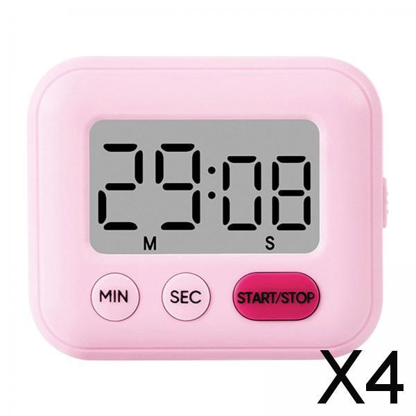 4xCooking timers for Baking Magnetic Classroom Timer for Sports Office Cooking Pink