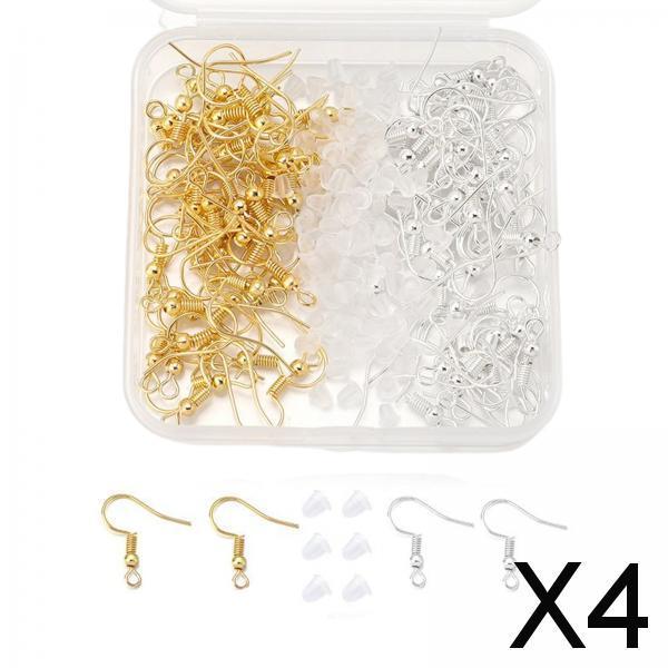 4xEarring Hooks DIY Jewelry Making Supplies Earring Backs Stoppers White K