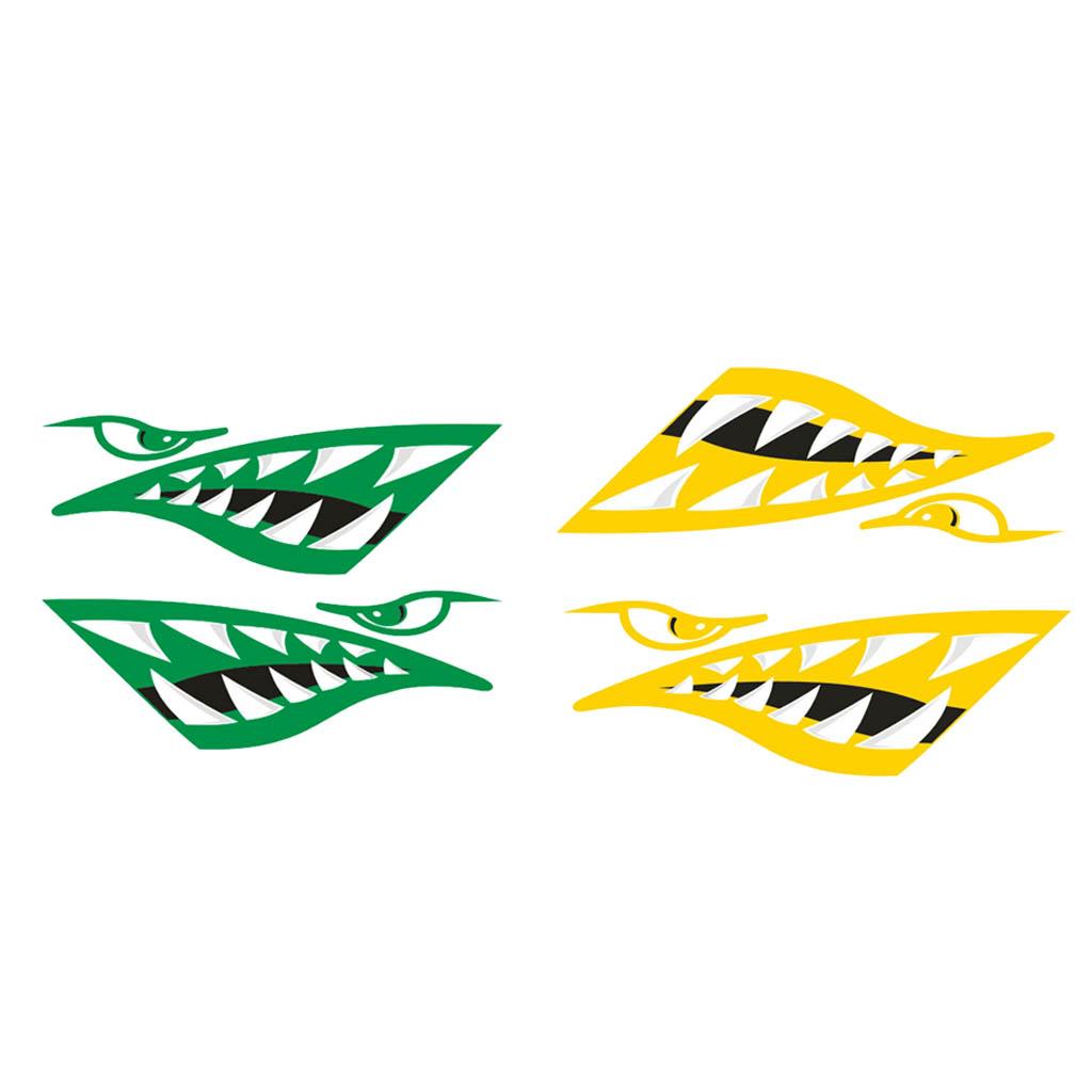 4 Pieces Vinyl Shark Teeth Mouth Decal Stickers for Kayak Canoe Fishing Boat