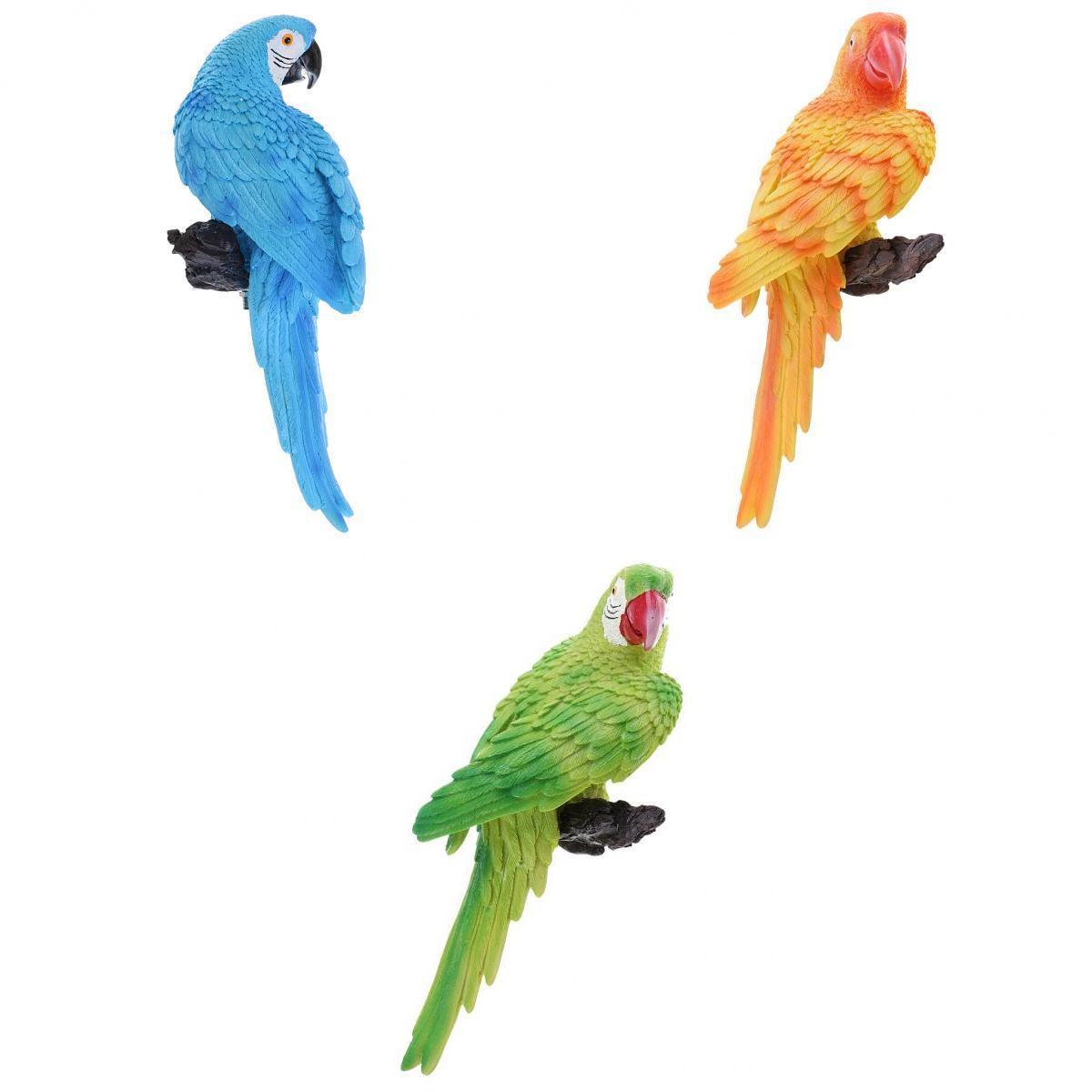 3pcs Realistic Parrot Figure for Home Garden Statues Lawn Decoration