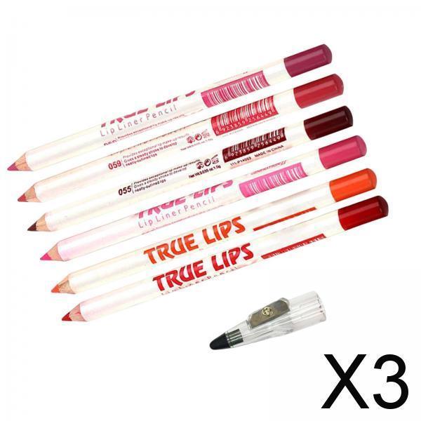 3x6 Pieces Lip Liner Pencil Smooth Application Water Resistant for Girls Style B