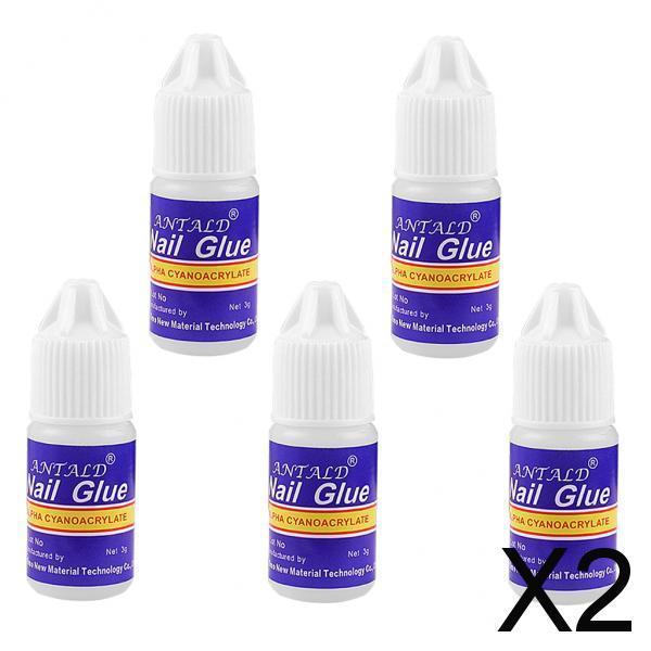2x5 Bottle Acrylic Nail Art Glue French False Tips Manicure Fake Nails Glue