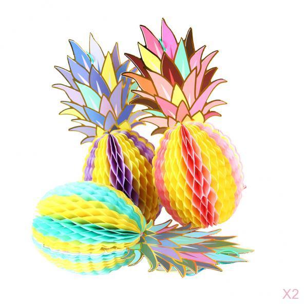 6pcs Set Multicolor Paper Pineapple Honeycomb Ball Table Centerpiece Decor