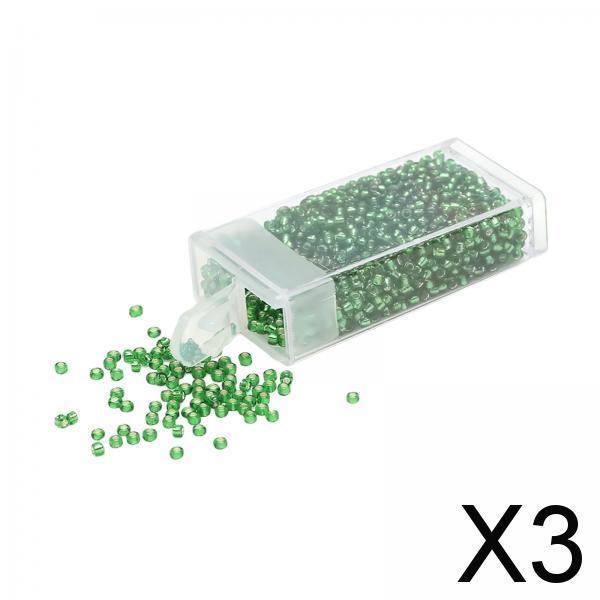 3x1000Pcs Glass Seed Beads Kit 2mm Craft Beads for Crafting DIY Jewelry Making Green