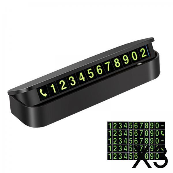 3xCar Phone Number Plate Stop Accessories Hidden Parking Phone Number Card black