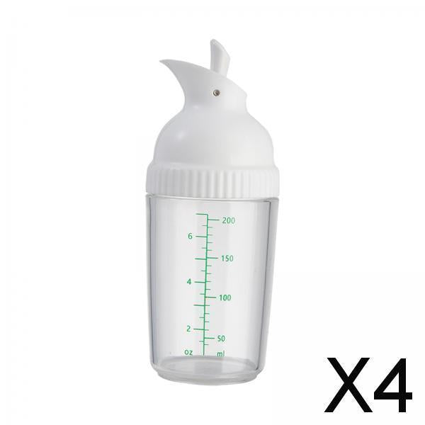 4xSalad Dressing Shaker 200ml Clear Leakproof Salad Shaker Dispenser Household White