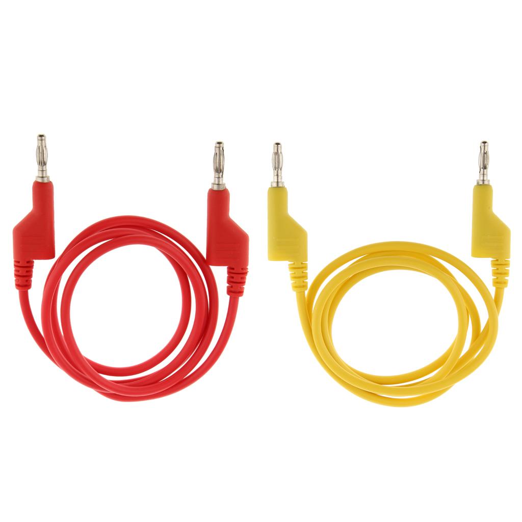 25A Stackable 4mm Banana Plug Multimeter Test Cable Lead Cord Red and Yellow