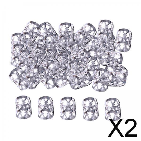 2x100x Dreadlocks Beads Rings Hair Accessories for Women and Men Hair Braiding Silver 8mmx9mm