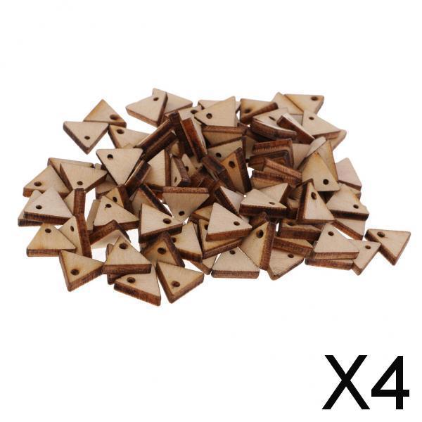 4xTriangle Shape Unfinished Wood Pieces with Hole for Crafts 100 Pieces 10mm
