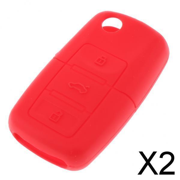 2xSilicone Cover For VW Skoda Seat Remote Key Fob Case Entry 3 Button Red