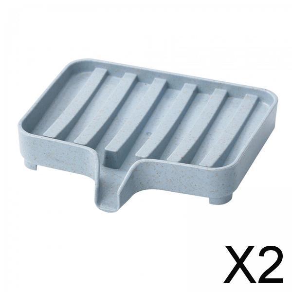 2xSelf Draining Soap Dishes Drain Shelf Durable for Toilet Counter Top Bathtub blue